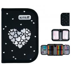 Пенал с наполнением Kite Black&Silver K26-622H-5, 1 отделение, 2 отворот