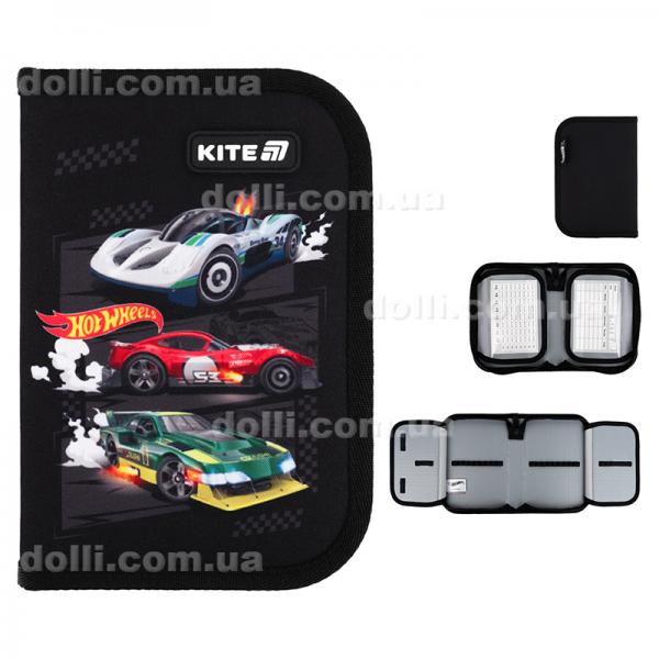 Пенал без наполнения Kite Hot Wheels HW25-622-1, 1 отделение, 2 отворот