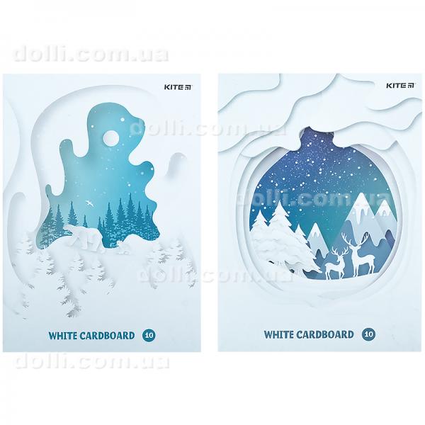 Картон белый Kite K21-1254, А4, 10 листов, папка