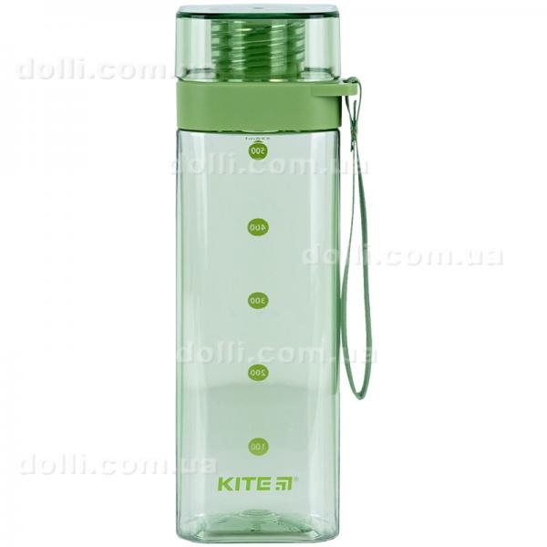 Пляшечка для води квадратна Kite K24-1209-2, 550 мл, зелена