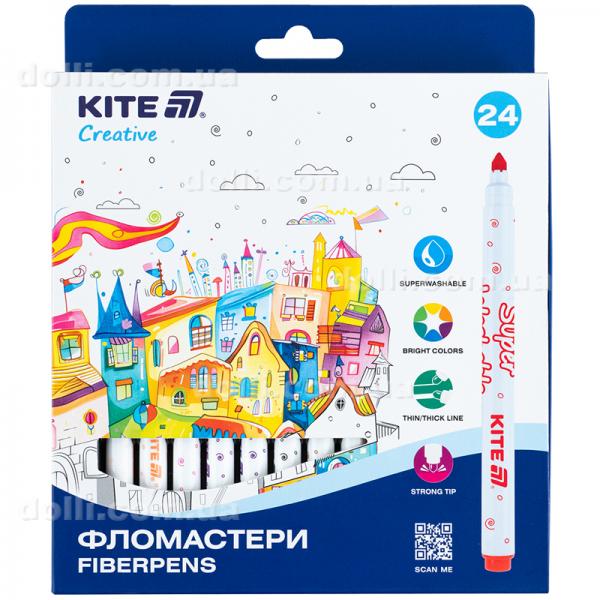 Фломастеры Kite Creative Superwashable K-1153, 24 цвета