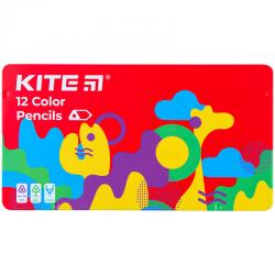 Олівці кольорові тригранні Kite Fantasy K22-058-2, 12 кольорів, металевий пенал