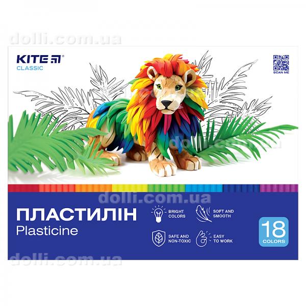 Пластилін восковий Kite Classic K-085, 18 кольорів, 360 г