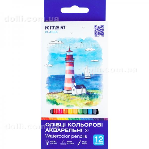 Карандаши цветные акварельные Kite Classic K-1049, 12 шт.