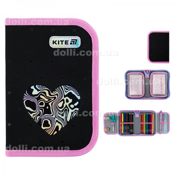 Пенал з наповненням Kite Love is K25-622H-3, 1 відділення, 2 відвороти