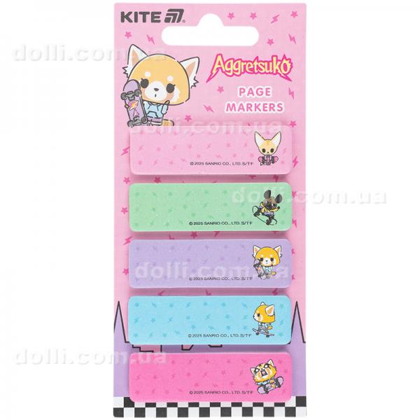 Закладка бумажная с рисунком Kite Aggretsuko AR25-480, 100 шт, 5х15х50 мм, прямоугольная
