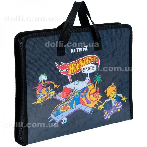 Папка-портфель на блискавці Kite Hot Wheels HW25-202, 1 відділення, A4