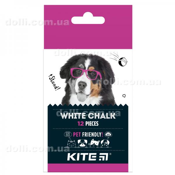 Белый мел Kite Dogs K22-079-12, 12 шт, круглая