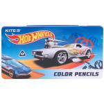 Олівці кольорові тригранні Kite Hot Wheels HW21-058, 12 кольорів, металевий пенал