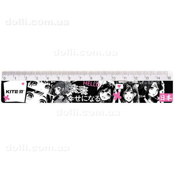 Линейка пластиковая Kite Anime K24-090-3, 15 см