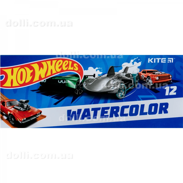 Фарби акварельні в картонній упаковці Kite Hot Wheels HW23-041, 12 кольорів