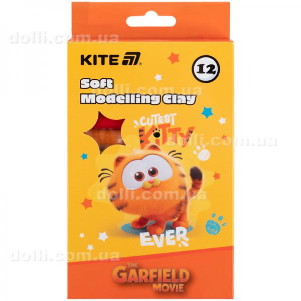 Пластилін восковий Kite Garfield GF25-086, 12 кольорів, 200 г