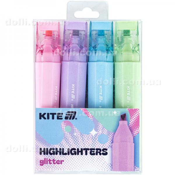Маркер Highlighter Kite Creative Glitter K24-1146-4, набор из 4-х цветов