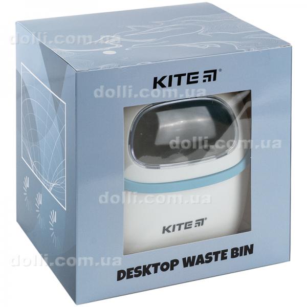 Настольный контейнер для мусора Kite K24-009-6, бело-голубой