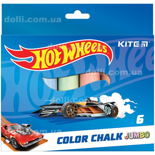 Крейда кольорова Kite Jumbo Hot Wheels HW24-073, 6 кольорів