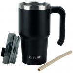 Термокружка з ручкою Kite K24-1207-1, 600 мл, чорна