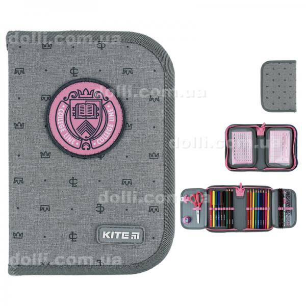 Пенал с наполнением Kite College Line K24-622H-1, 1 отделение, 2 отворота