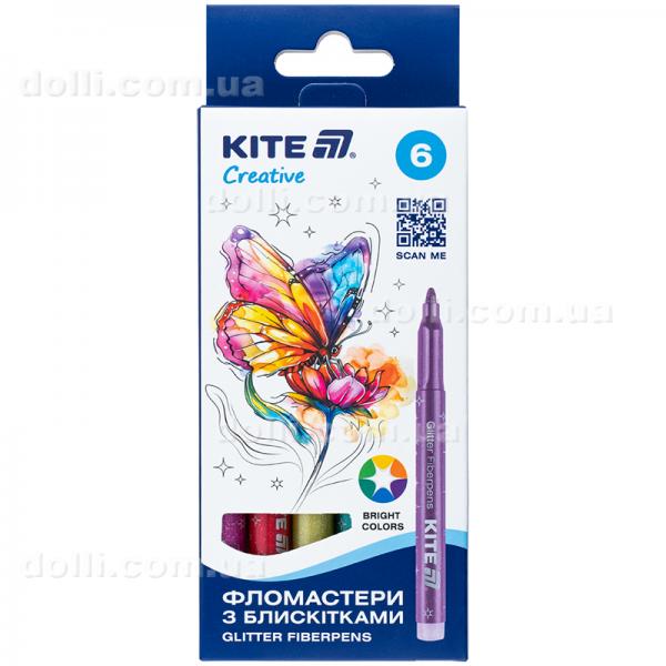 Фломастеры с блёстками Kite Creative K-1147, 6 цветов