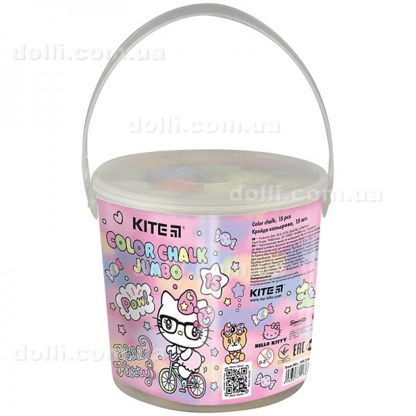 Крейда кольорова Kite Jumbo Hello Kitty HK24-074, 15 штук у відерці