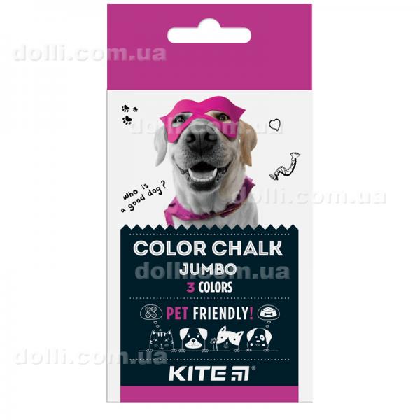 Крейда кольорова Kite Dogs Jumbo K22-077, 3 кольори
