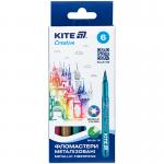 Фломастеры-кисточки Kite Creative K-1149, 6 цветов, металлические