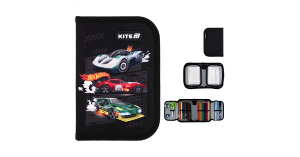 Пенал с наполнением Kite Hot Wheels HW25-622H-1, 1 отделение, 2