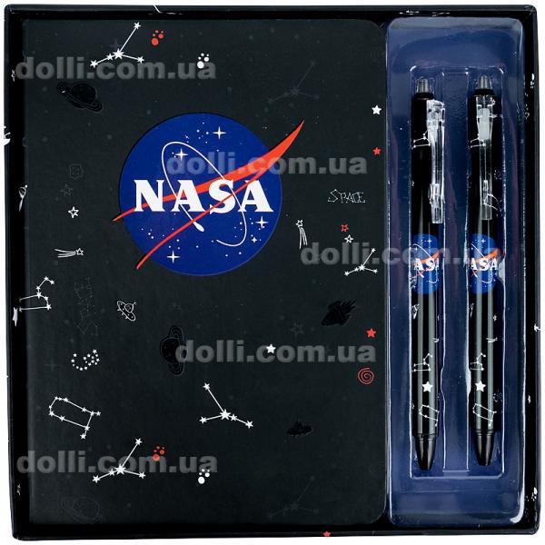 Набір подарунковий блокнот+2 ручки Kite NASA NS21-499