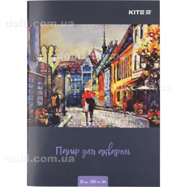 Папір для акварелі А4, 10 аркушів, 200г/м2, Kite K18-267
