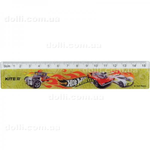 Лінійка пластикова Kite Hot Wheels HW22-090, 15 см