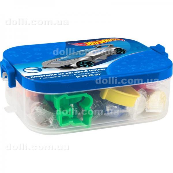 Пластилин 7 цветов +8 инструментов в боксе Kite Hot Wheels HW19-080