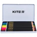 Олівці кольорові тригранні Kite Fantasy K22-058-2, 12 кольорів, металевий пенал