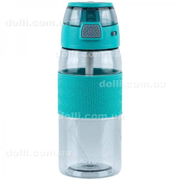 Бутылочка с трубочкой для воды Kite K24-1201-1, 600 мл, серо-зелёная