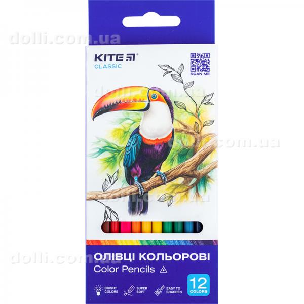 Олівці кольорові тригранні Kite Classic K-053, 12 шт.