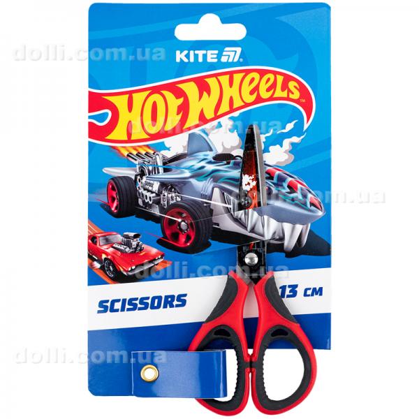 Ножницы детские с резиновыми вставками и рисунком на лезвии Kite Hot Wheels HW25-148, 13 см