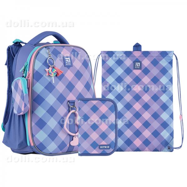 Шкільний набір Kite Purple Chequer SET_K24-531M-2 (рюкзак, пенал, сумка)