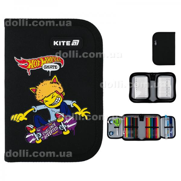 Пенал з наповненням Kite Hot Wheels Skate HW25-622H-2, 1 відділення, 2 відвороти
