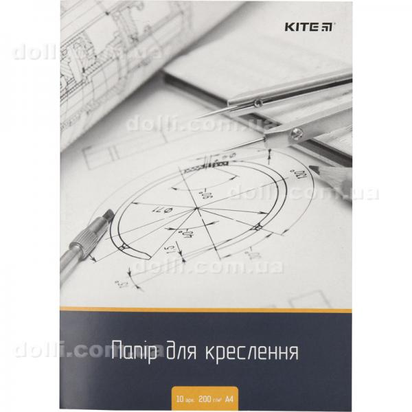 Папір для креслення А4, 10 аркушів, 200г/м2, Kite K18-269
