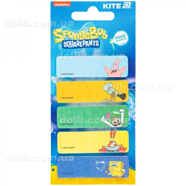 Закладка бумажная с рисунком Kite Sponge Bob SB25-480, 100 шт, 5х15х50 мм, прямоугольная