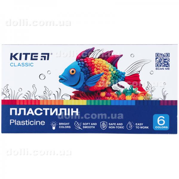 Пластилин восковой Kite Classic K-081, 6 цветов, 120 г
