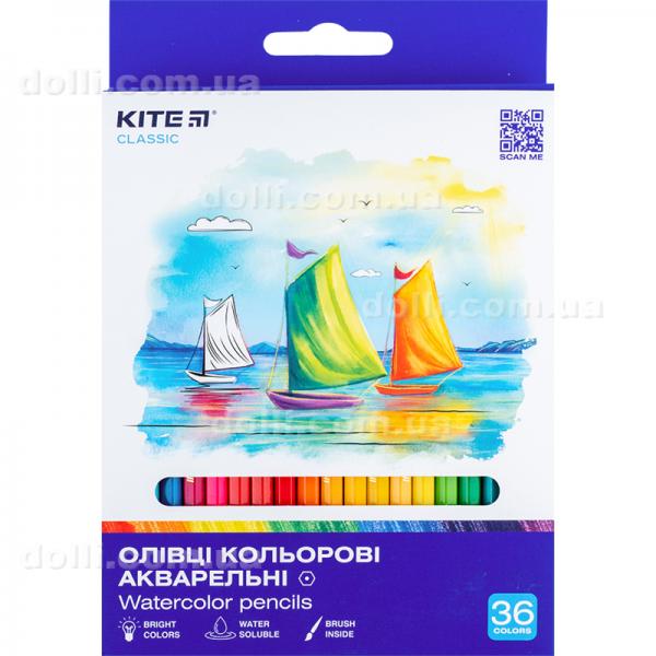 Карандаши цветные акварельные Kite Classic K-1052, 36 шт.