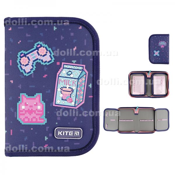 Пенал без наполнения Kite Pixel Love K24-622-5, 1 отделение, 2 отворота