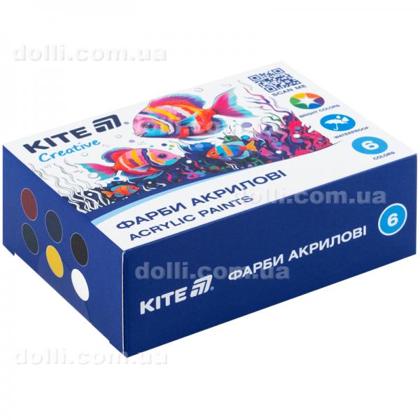 Фарби акрилові Kite Creative K-271, 6 кольорів, 20 мл