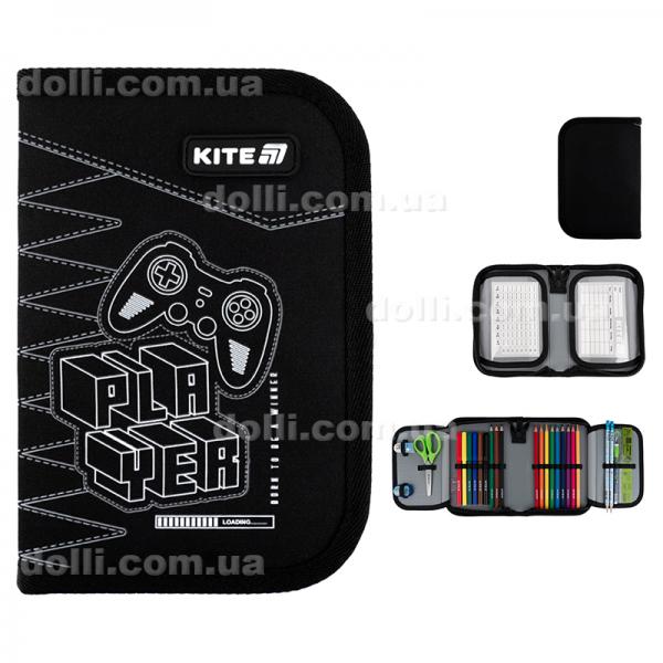 Пенал с наполнением Kite Player K25-622H-6, 1 отделение, 2 отвоврота
