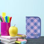Пенал без наполнения Kite Purple Chequer K24-622-3, 1 отделение, 2 отворота