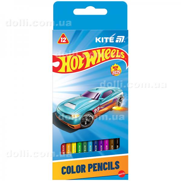 Олівці кольорові тригранні Kite Hot Wheels HW25-053, 12 кольорів