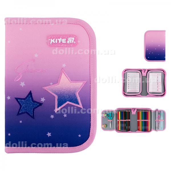 Пенал с наполнением Kite Sparkling K25-622H-1, 1 отделение, 2 отвоврота
