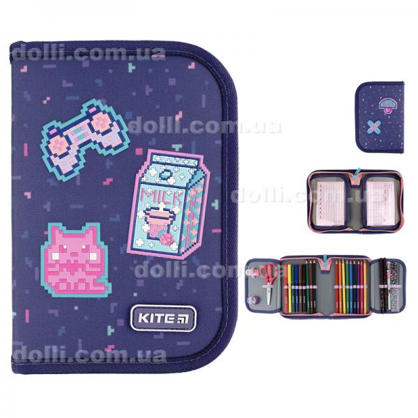 Пенал с наполнением Kite Pixel Love K24-622H-5, 1 отделение, 2 отворота