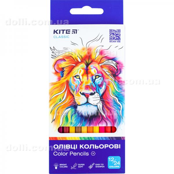 Карандаши цветные двусторонние Kite Classic K-054, 12 шт.