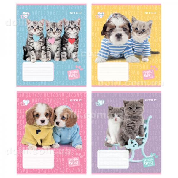 Зошит шкільний Kite Studio Pets SP24-235, 12 аркушів, коса лінія