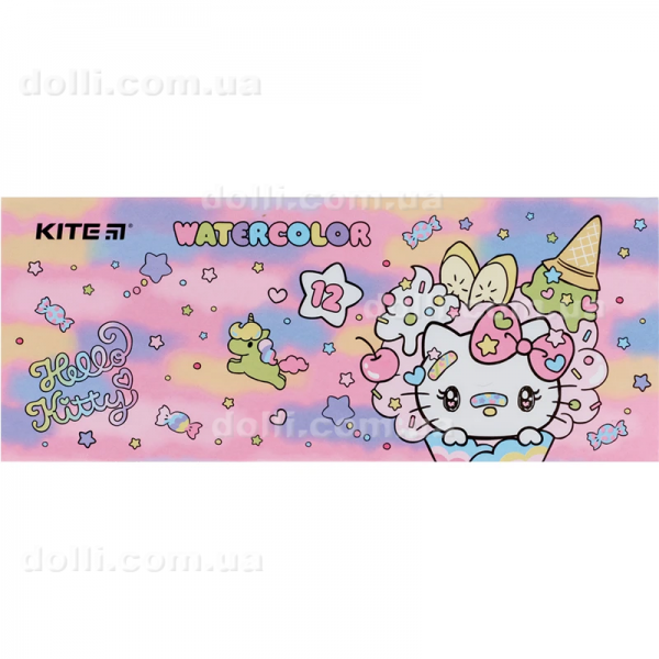 Фарби акварельні в картонній упаковці Kite Hello Kitty HK23-041, 12 кольорів